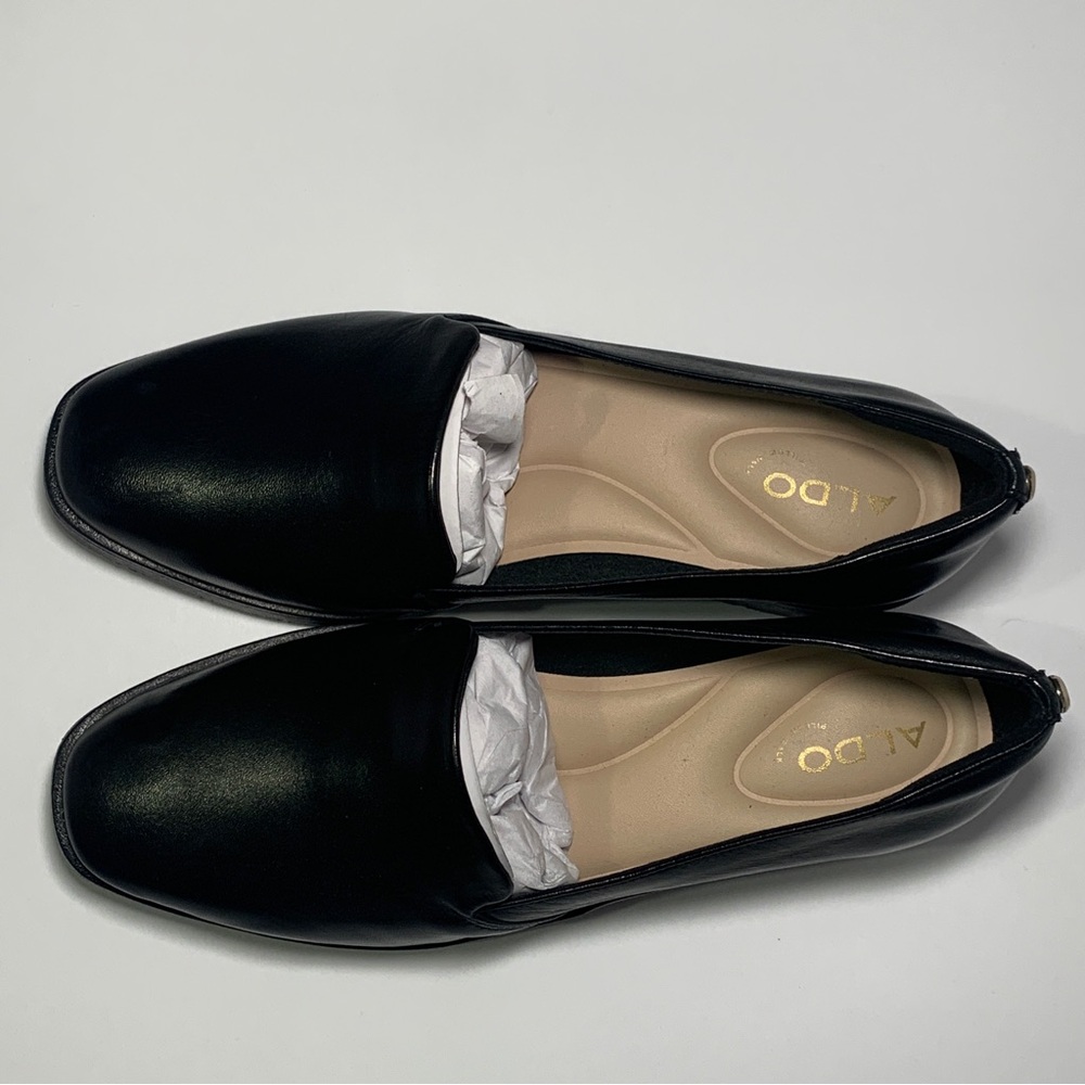 NEW ALDO Women's Slip on Black Genuine Leather Loafers Size 6 Flats Shoes - Picture 5 of 14